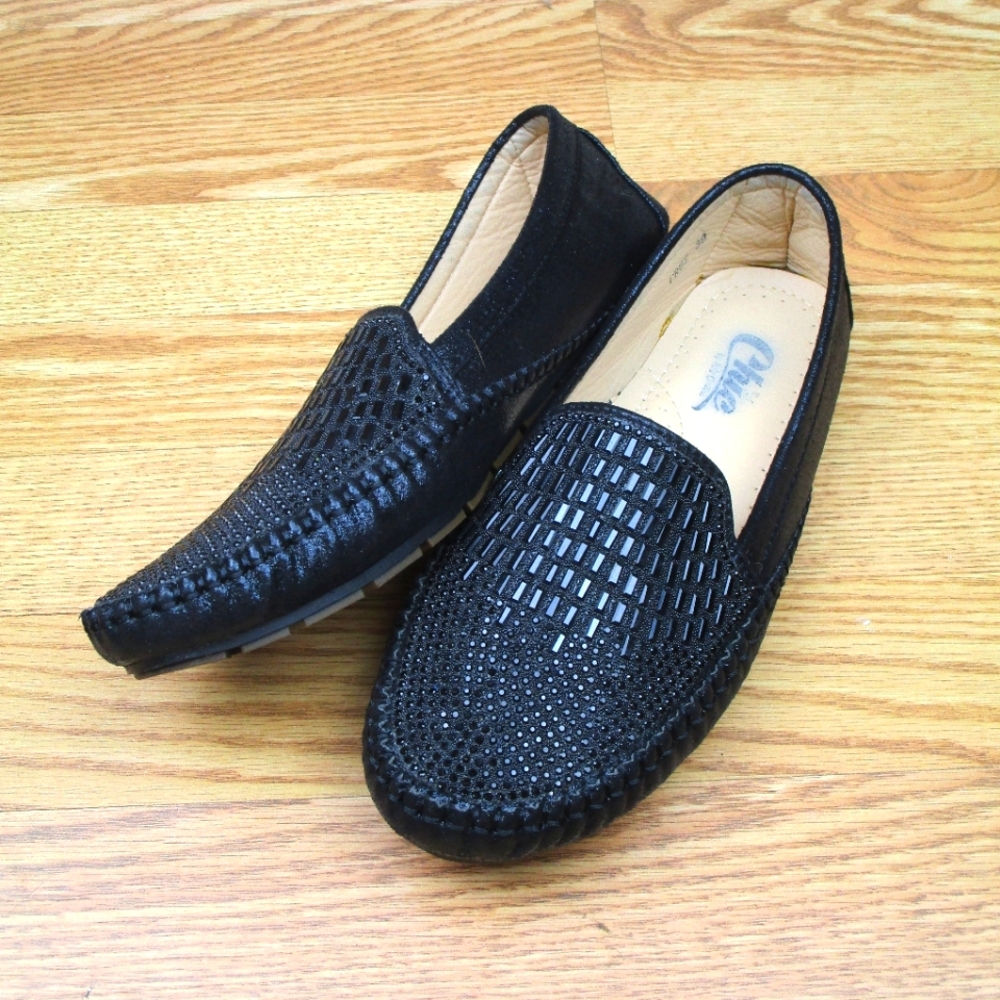 Vintage Chic Couture Cruz Embellished Jeweled Loafers Black 7.5/8